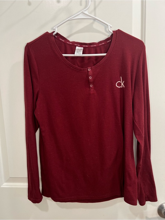 Calvin Klein Tops - Calvin Klein Long-Sleeve Henley Top - Burgundy